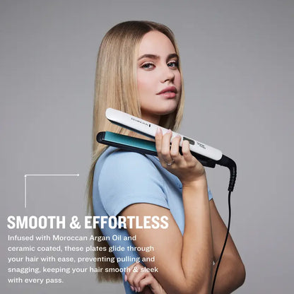 Shine Therapy Hair Straightener – Argan Oil Infused Ceramic Flat Iron with Adjustable Temperature Control