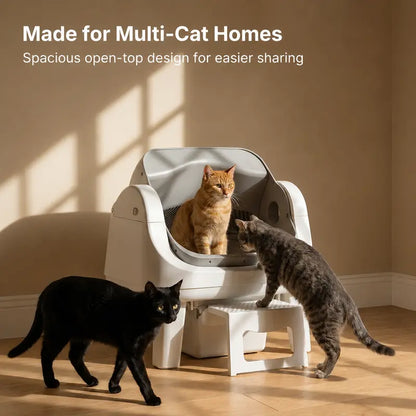 Automatic Self-Cleaning Cat Litter Box with Open-Top Design