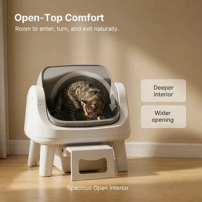 Automatic Self-Cleaning Cat Litter Box with Open-Top Design