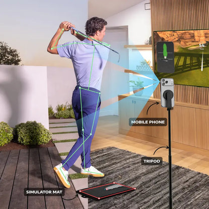 Portable Golf Simulator – No Ball Swing Trainer for Home Practice, Realistic Golf Training Anytime Anywhere