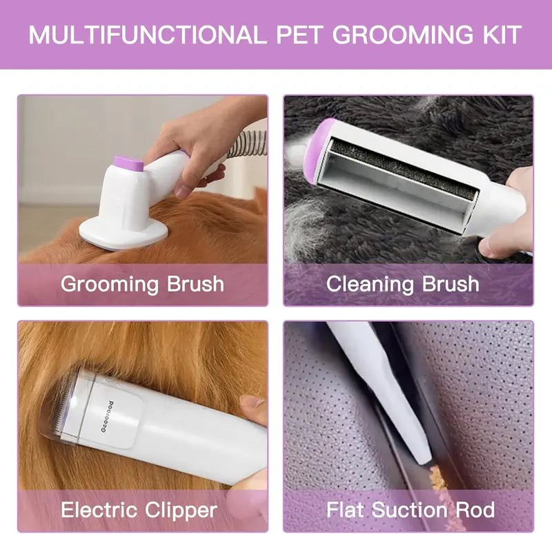 Dog Grooming Vacuum Kit with Brush, Clippers & 2.5L Dust Cup