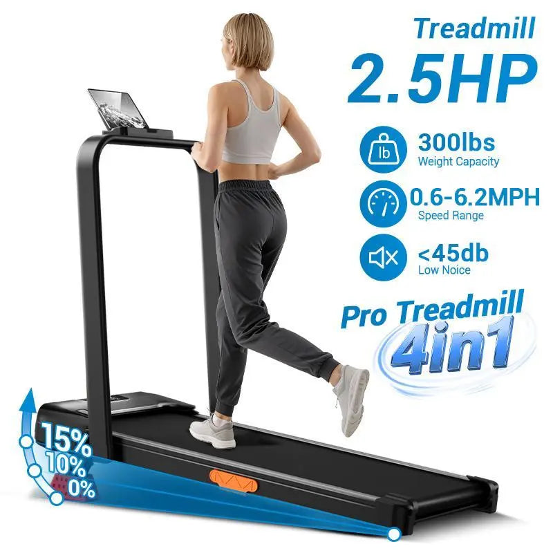 2.5HP Folding Treadmill with 15% Incline – Walking Pad for Home & Office