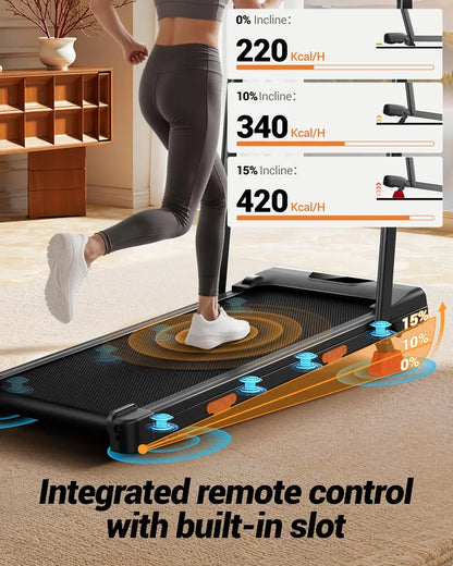 2.5HP Folding Treadmill with 15% Incline – Walking Pad for Home & Office