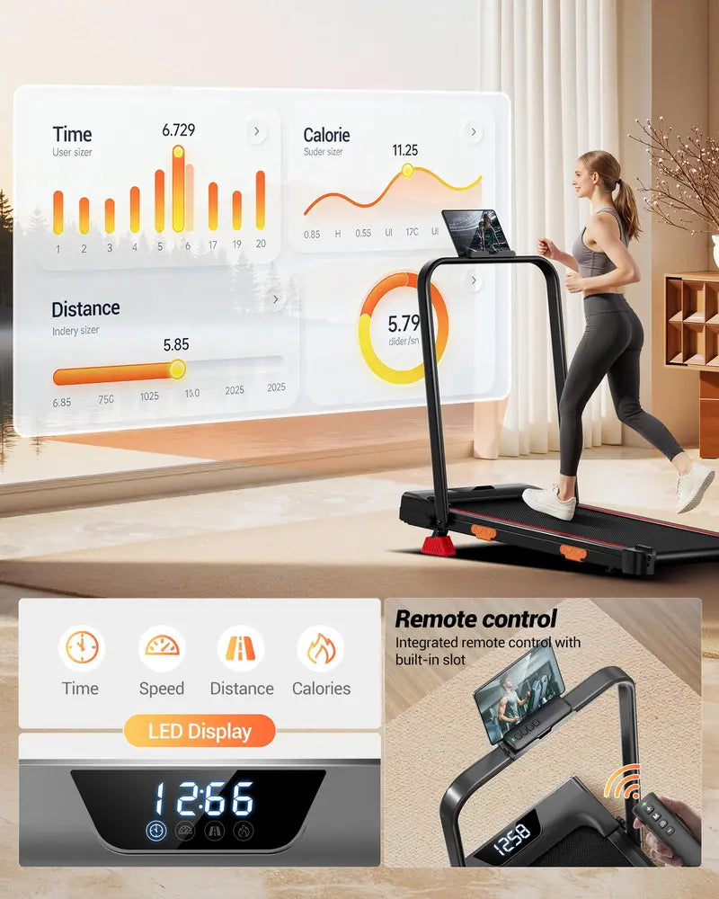 2.5HP Folding Treadmill with 15% Incline – Walking Pad for Home & Office