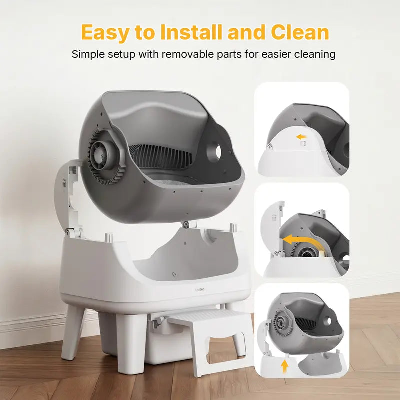 Automatic Self-Cleaning Cat Litter Box with Open-Top Design